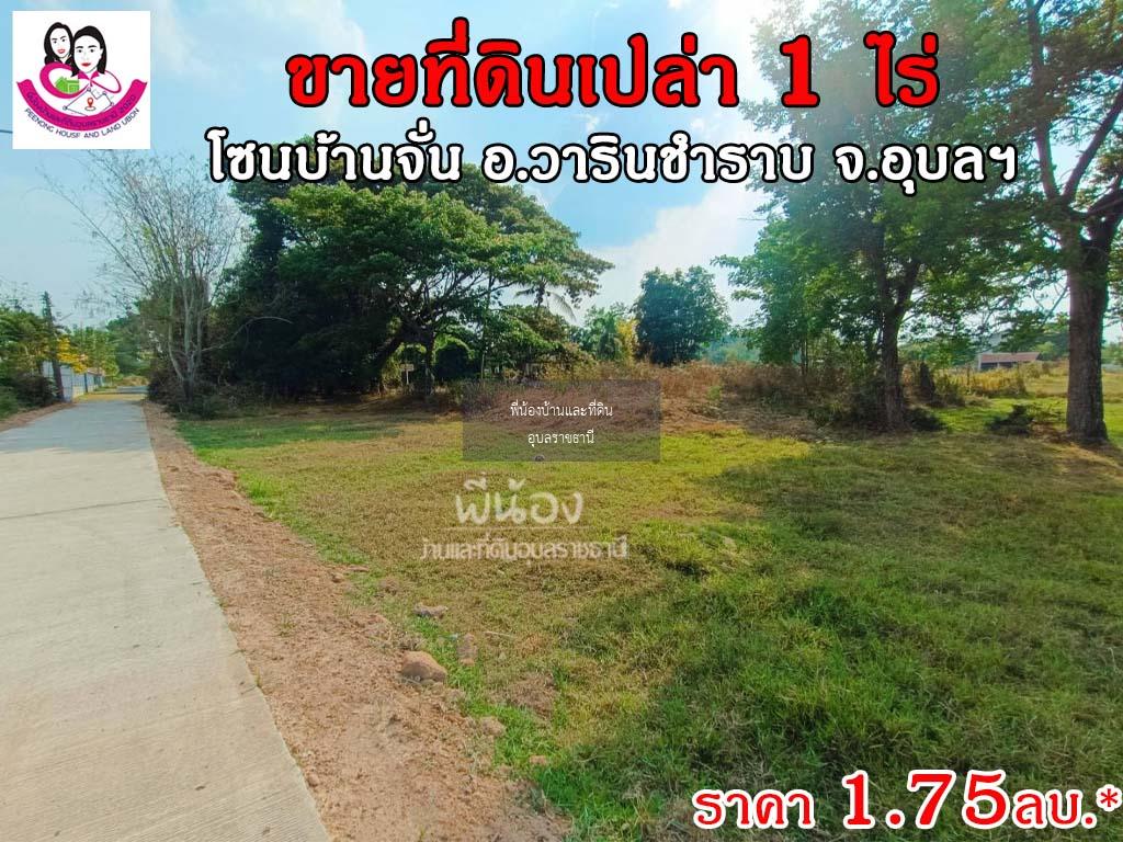 ขายที่ดินโซนบ้านจั่น ขนาด 1ไร่ เข้าถนนข้างหมู่บ้านสาริน-บ้านจั่น เขตชุมชน อ.วาริน