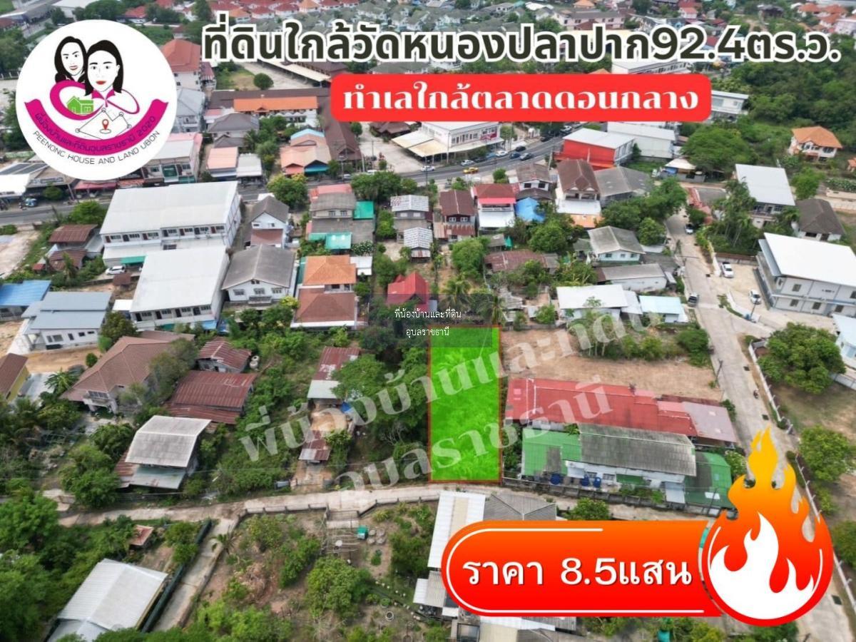 ขายที่ดิน หน้าวัดหนองปลาปาก ต.ขามใหญ่ อ.เมือง จ.อุบล