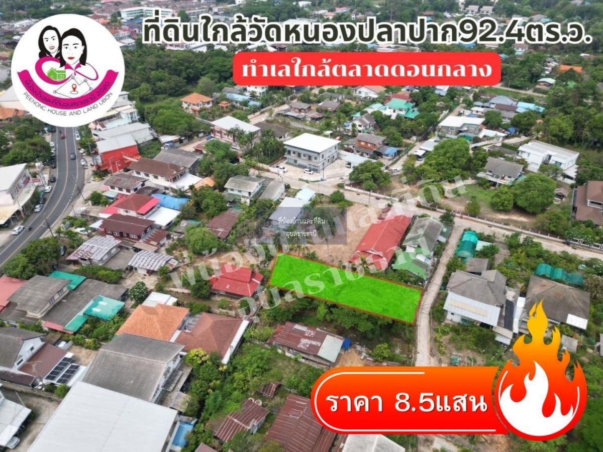 ขายที่ดิน หน้าวัดหนองปลาปาก ต.ขามใหญ่ อ.เมือง จ.อุบล