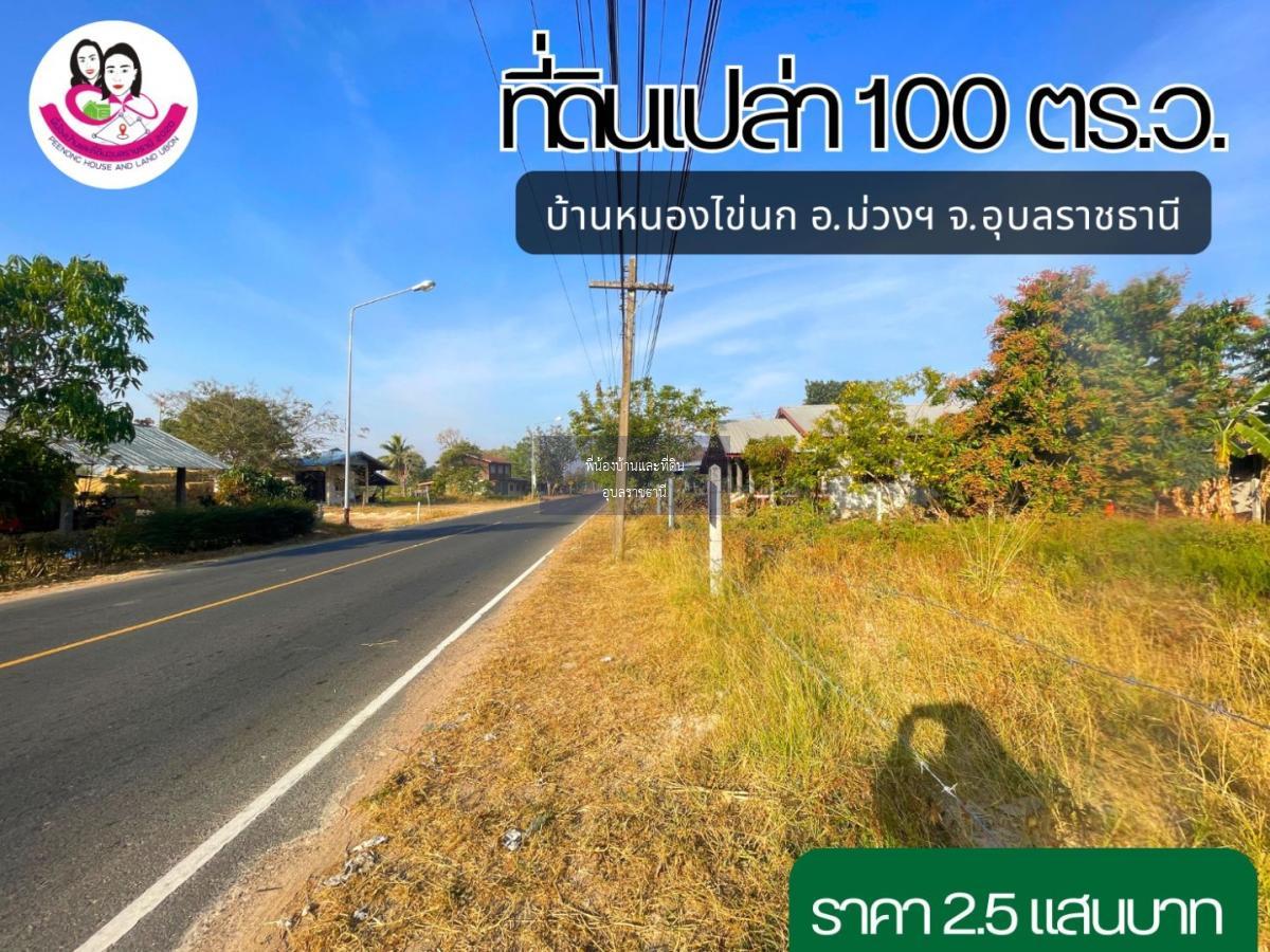 ที่ดินเปล่า ห่างจากถนนชยางกูร 4เลน อุบล-อำนาจ เพียง450เมตร