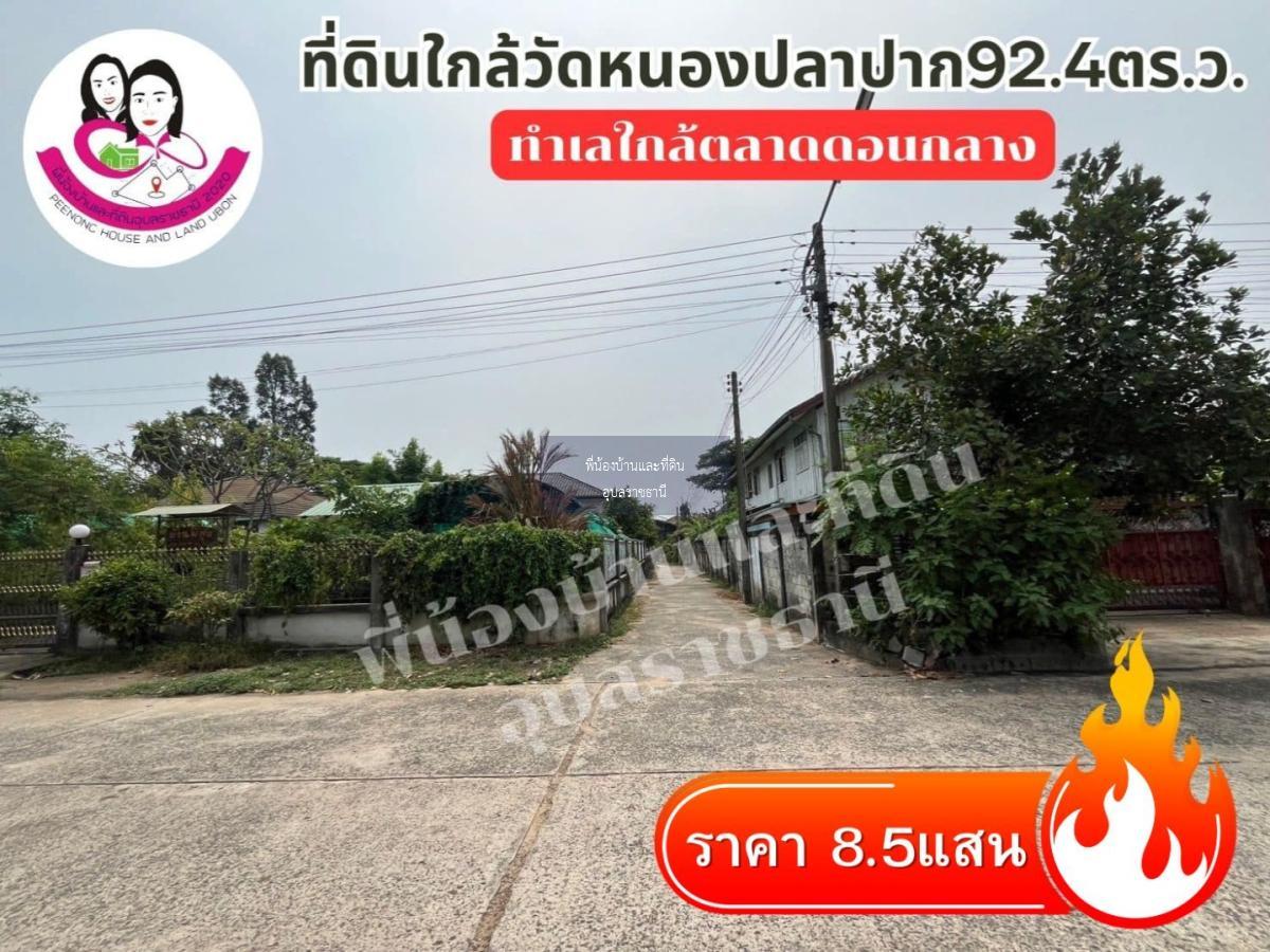 ขายที่ดิน หน้าวัดหนองปลาปาก ต.ขามใหญ่ อ.เมือง จ.อุบล