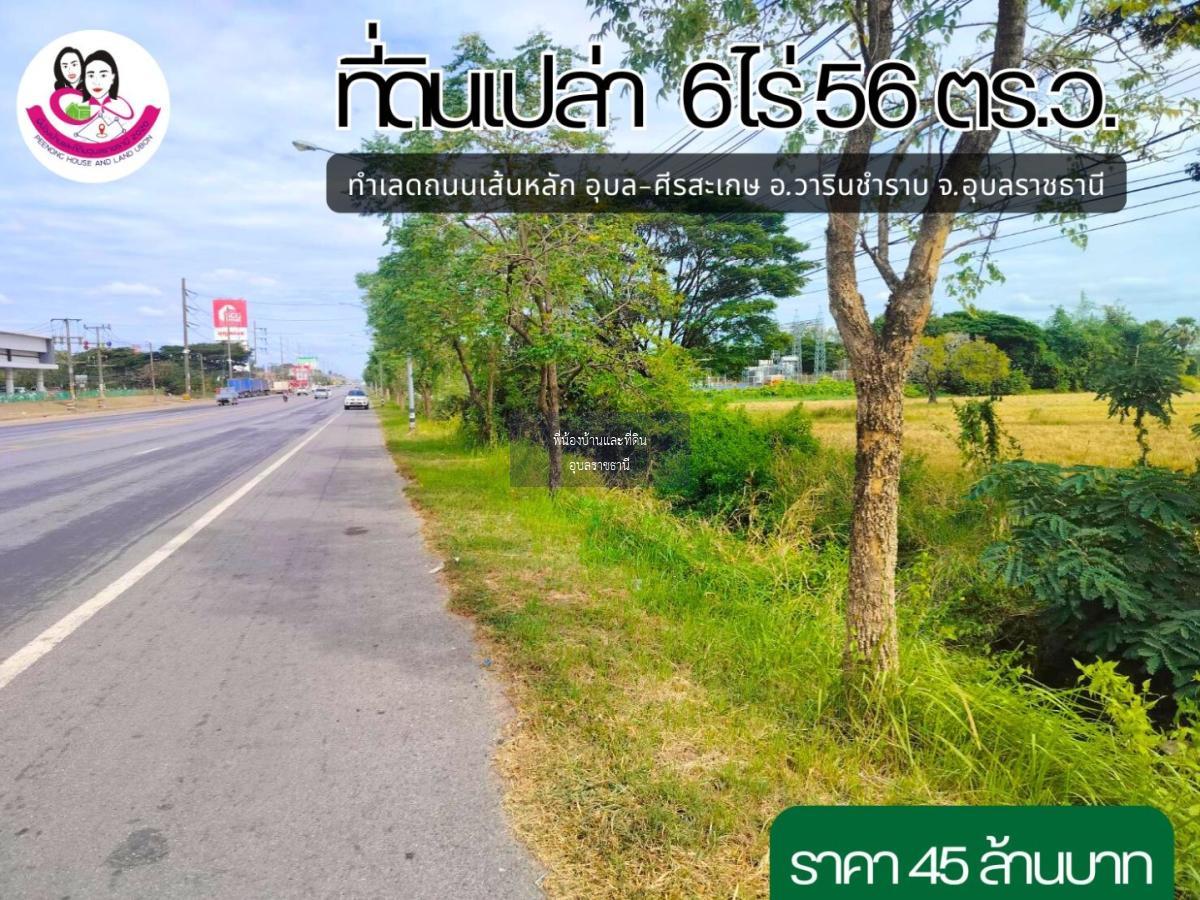 ขายที่ดินเปล่าติดถนนเส้นหลัก อุบล-ศีรสะเกษ 