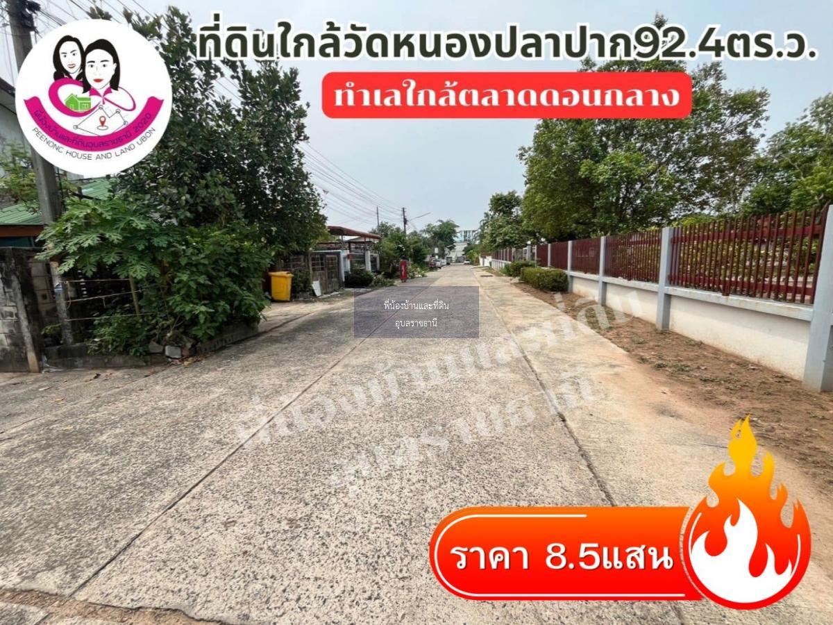 ขายที่ดิน หน้าวัดหนองปลาปาก ต.ขามใหญ่ อ.เมือง จ.อุบล