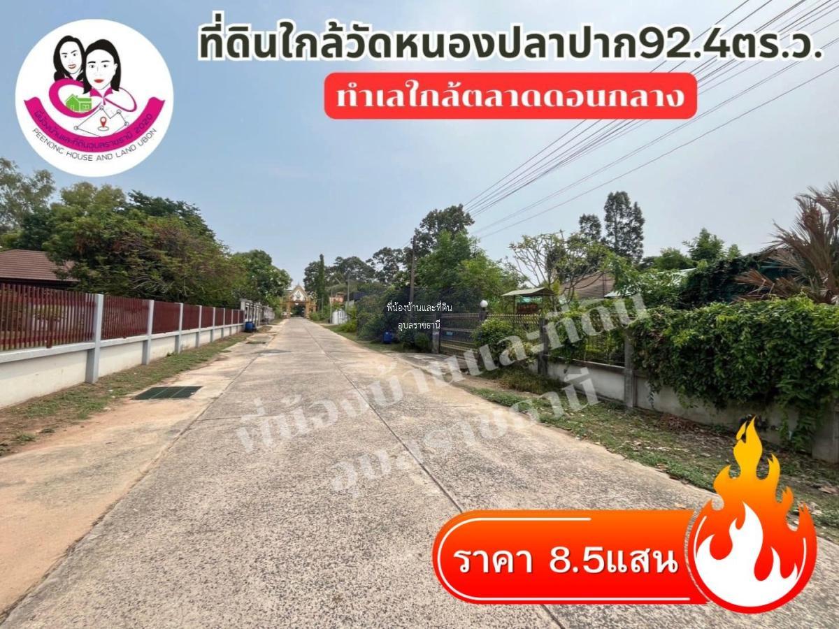 ขายที่ดิน หน้าวัดหนองปลาปาก ต.ขามใหญ่ อ.เมือง จ.อุบล