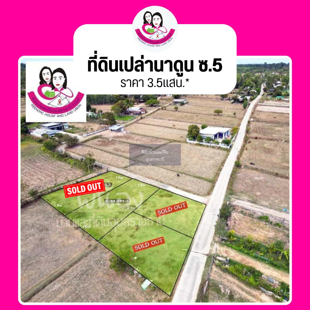 ขายที่ดิน แบ่งขาย 2แปลง-บ้านนาดูน ซอย 5 ขามใหญ่ 