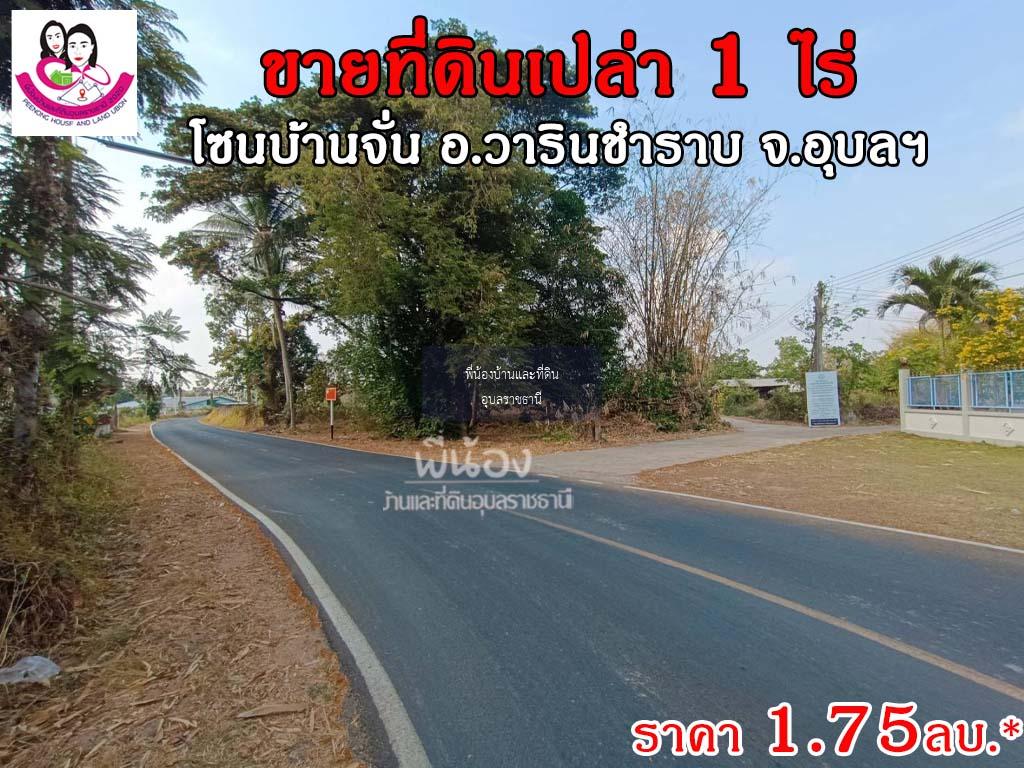 ขายที่ดินโซนบ้านจั่น ขนาด 1ไร่ เข้าถนนข้างหมู่บ้านสาริน-บ้านจั่น เขตชุมชน อ.วาริน